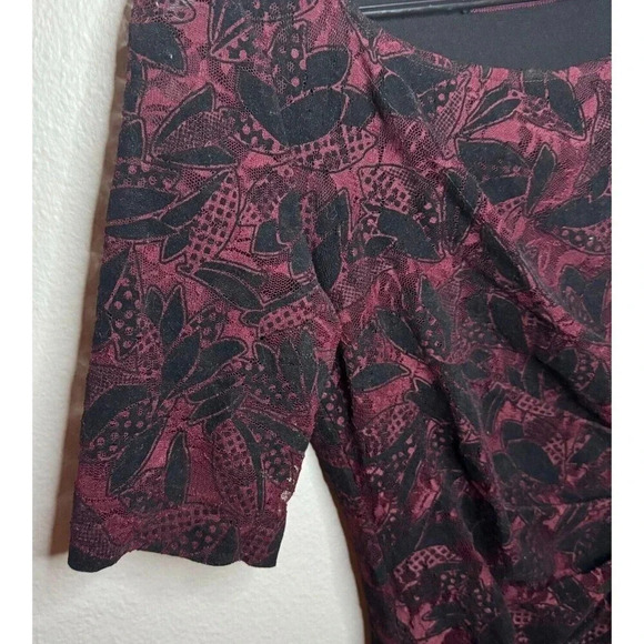 Anthropologie Maeve Velvet Burnout Dress Women's Size 4 Ruched Half Sleeve - Picture 5 of 8